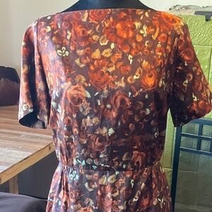 Unique Vintage Painted Brown Silk - the only one in the world! - size Small